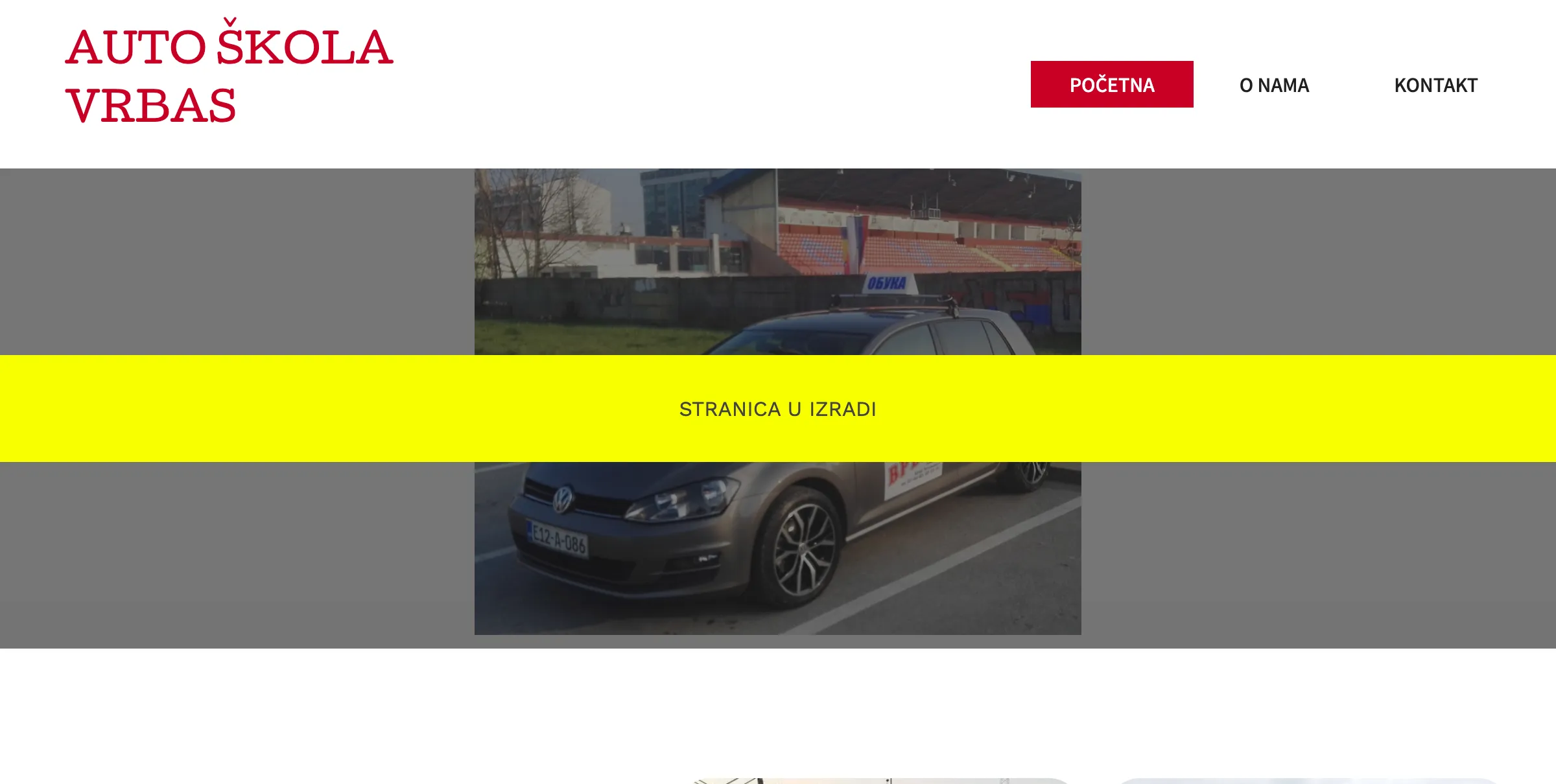 Screenshot sajta Auto Škola Vrbas - primjer nedovršenog sajta